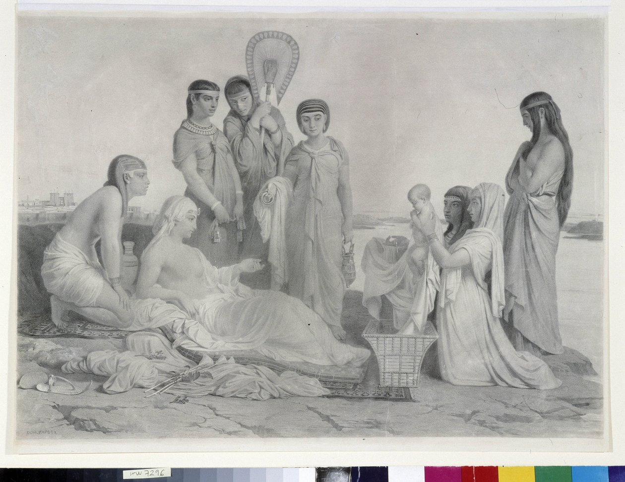 Moses sparer vand (tegning) af Dominique Louis Papety