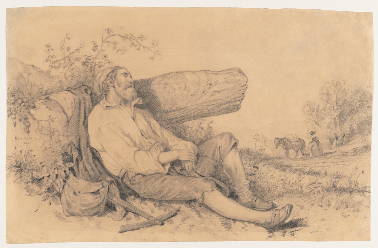 Sovende feltarbejder, 1842. af Dominique Louis Papety