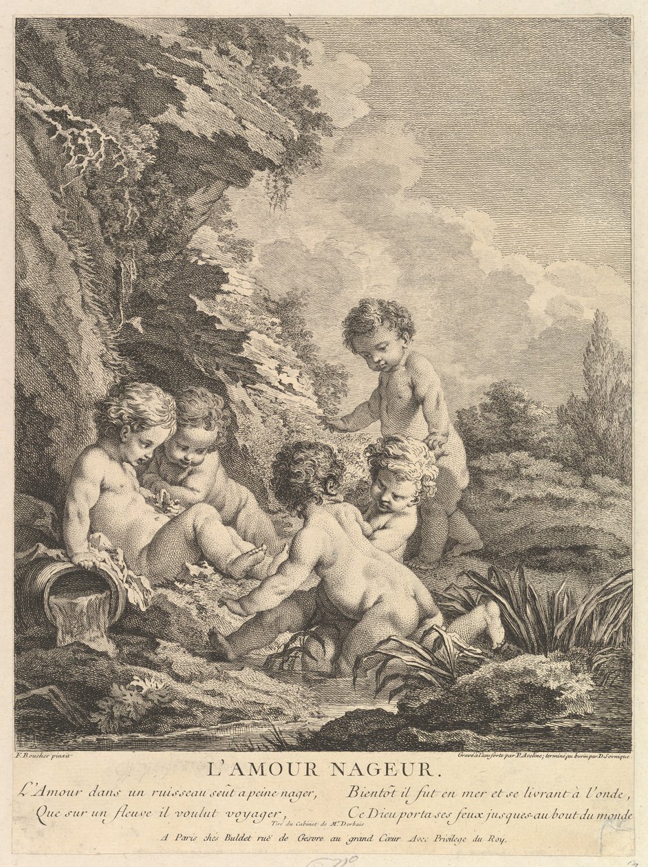 Børn svømning, ca. 1741 af Dominique Sornique