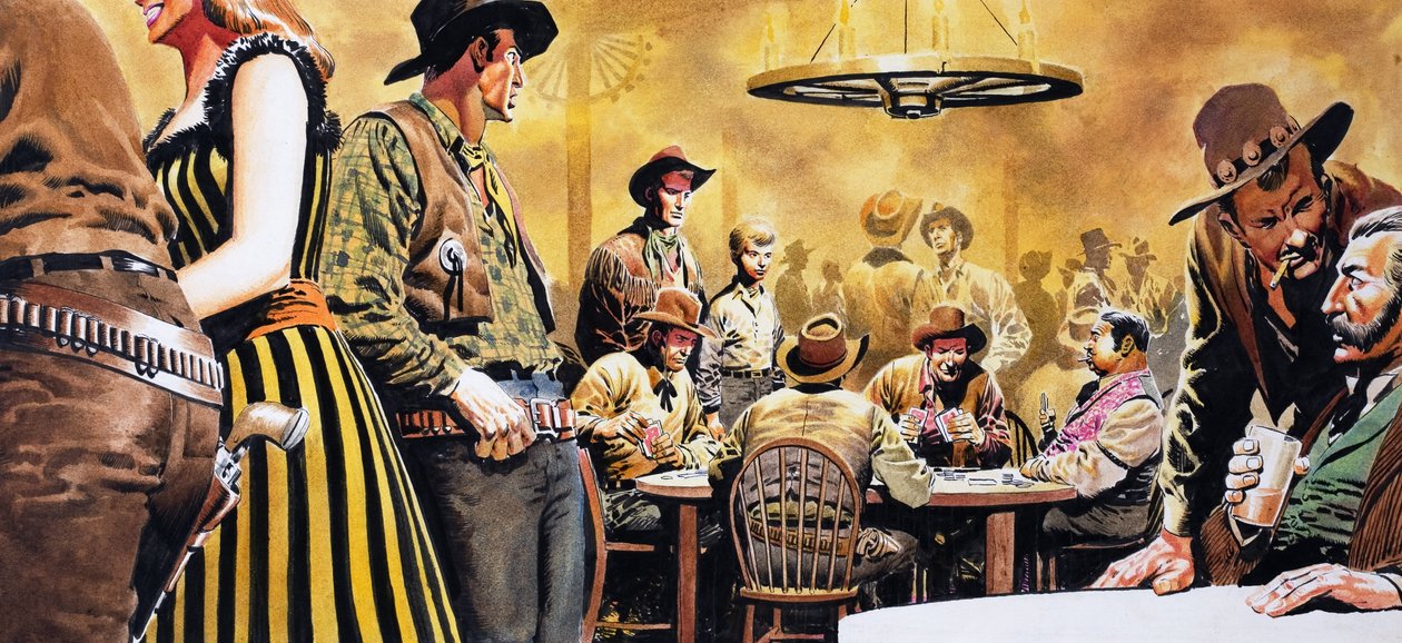 Wild West Saloon (gouache på papir) af Don Lawrence