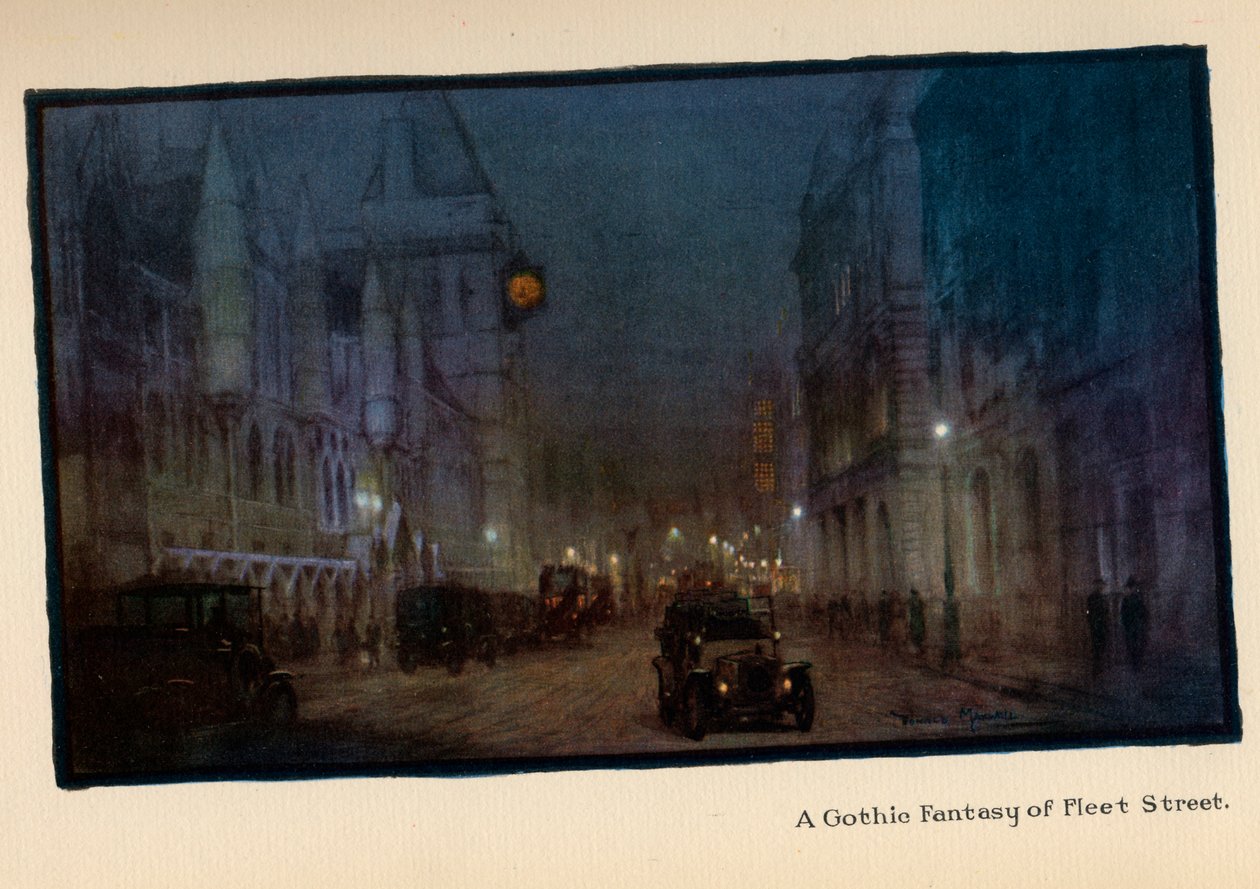En gotisk fantasi om Fleet Street, fra "The New Lights o