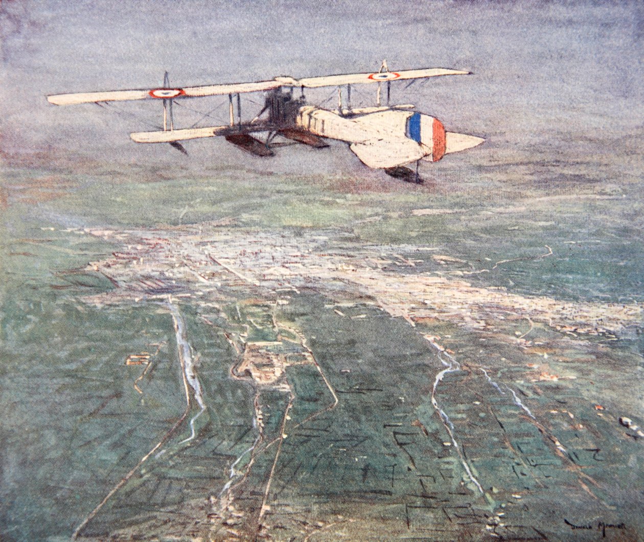 Søfly, der flyver over Damaskus, illustration fra 