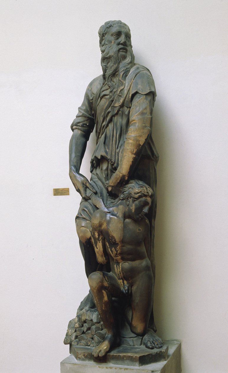 Abraham og Isak, 1421 (forgyldt marmor) af Donatello