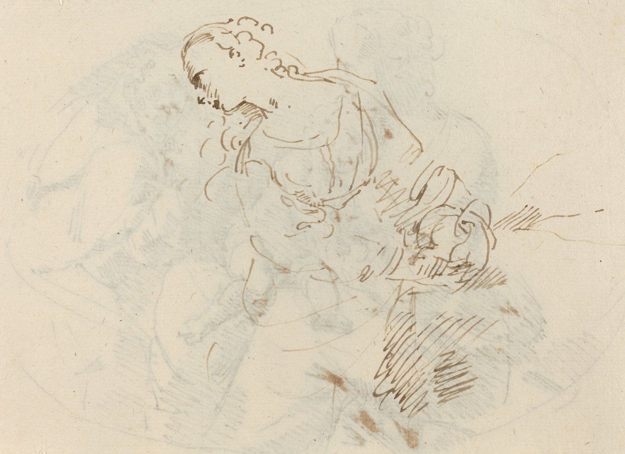 Kvindefigur (angrende Magdalene?) [verso] af Donato Creti