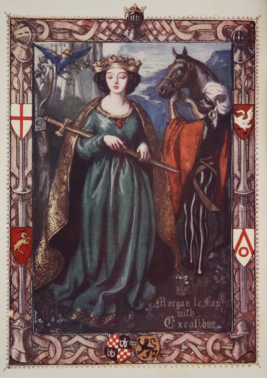 Morgan le Fay med Excalibur, illustration fra 