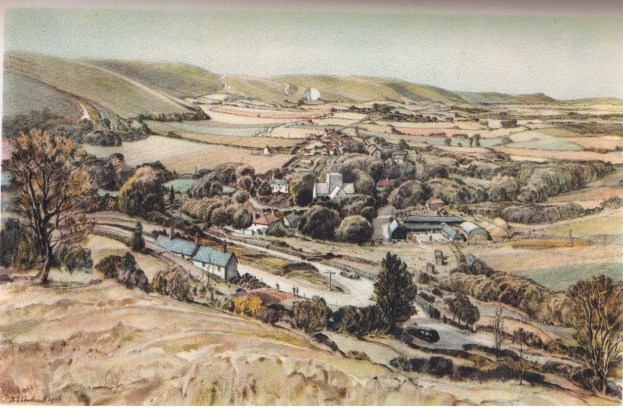 Poynings: A Sussex village (farve litho) af Douglas Sharpus Andrews