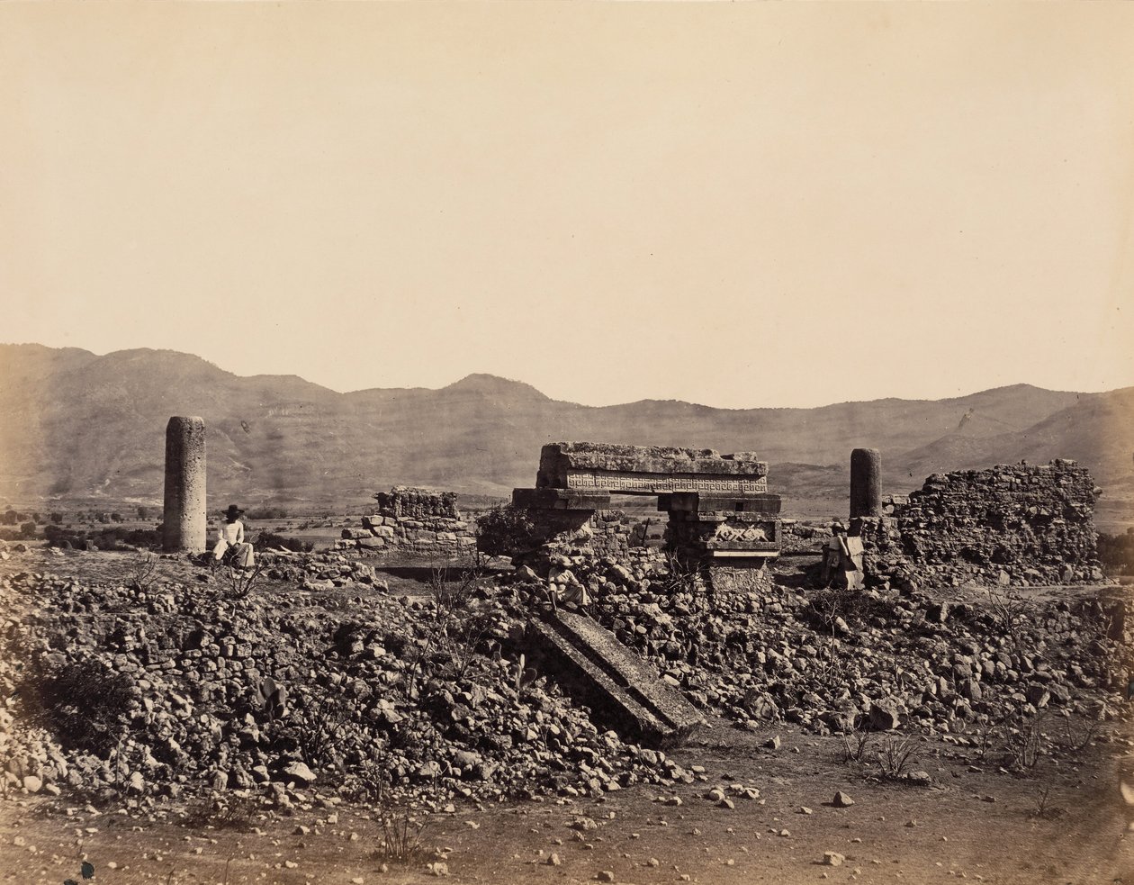 Andet palads i Mitla, Mexico, februar 1860. af Désiré Charnay