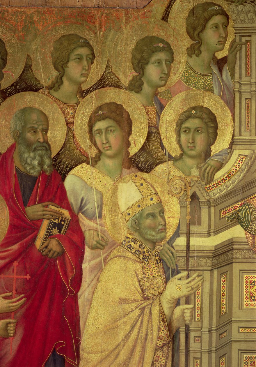 Maesta: Saints, (detaljer), 1308-11 (tempera på panel) af Duccio di Buoninsegna