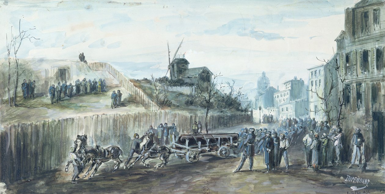 Hændelse under Pariserkommunen i 1870 (vask på papir) af Dupendant