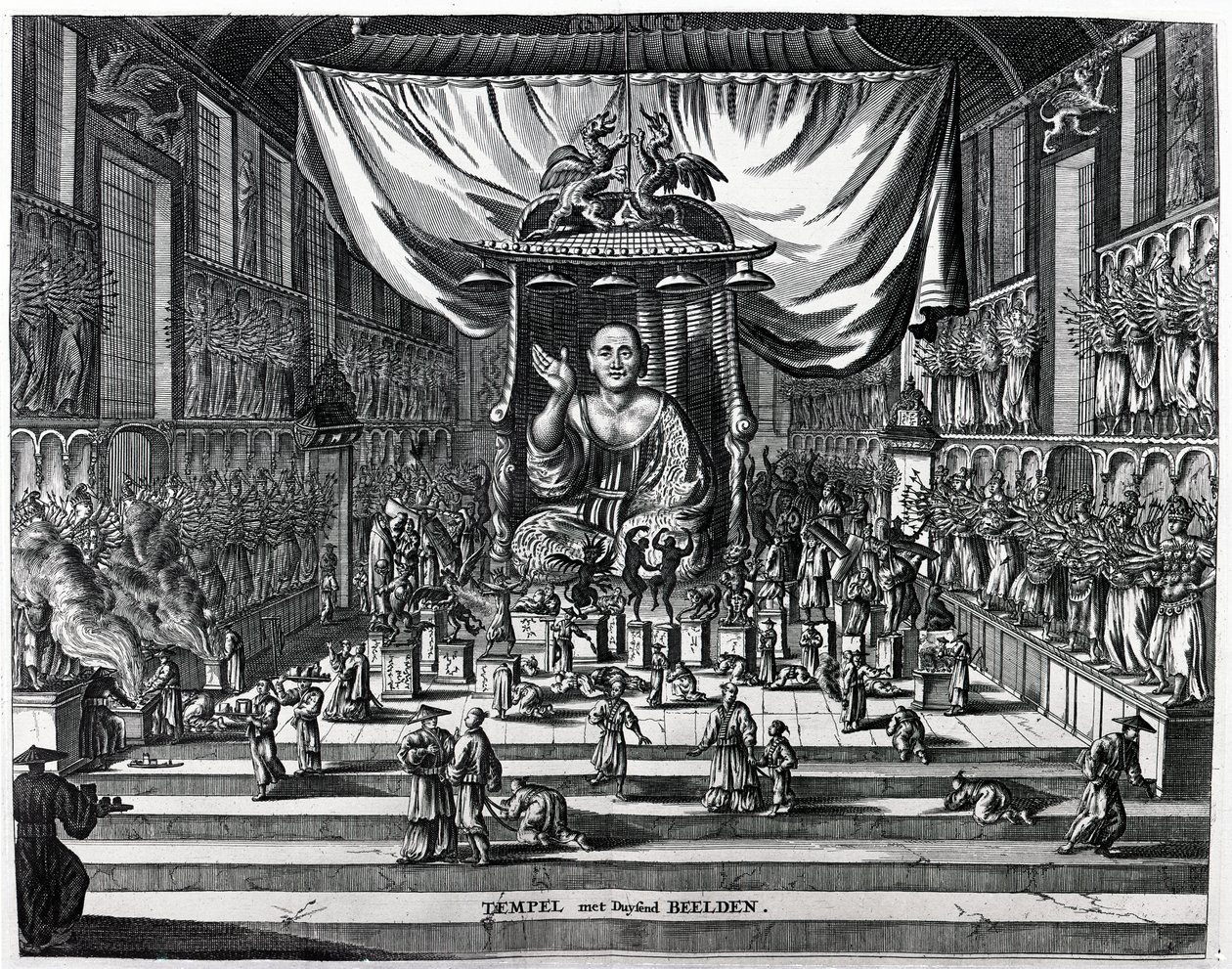 Et buddhistisk tempel, en illustration fra 