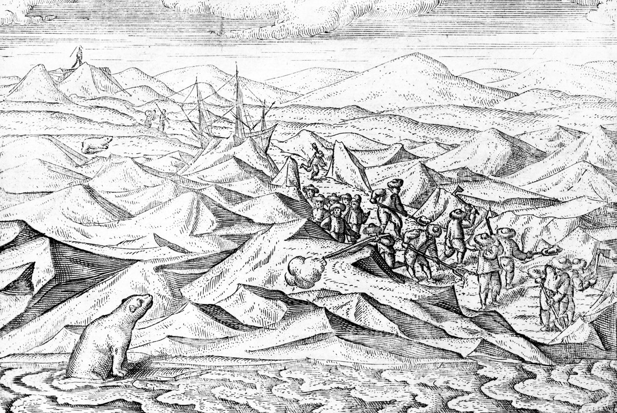 Rydder en sti for et isbundet skib, illustration fra 
