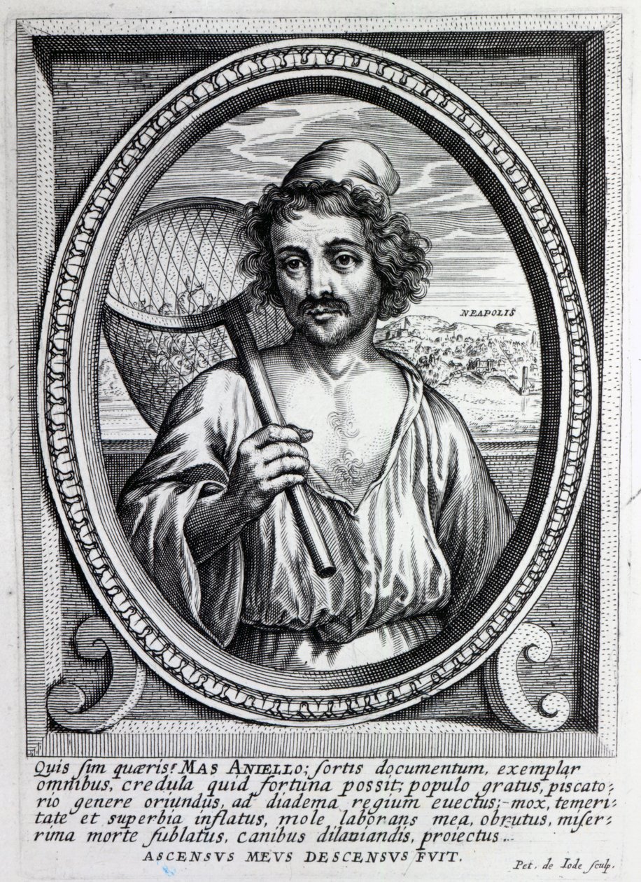 Masaniello, graveret af Petrus de Iode af Dutch School