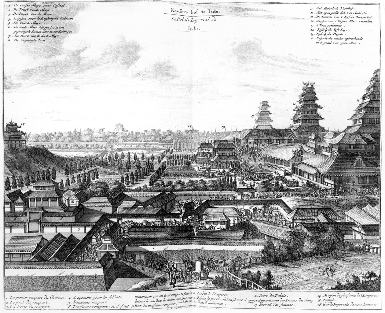 Kejserpaladset Edo, 1725 af Dutch School