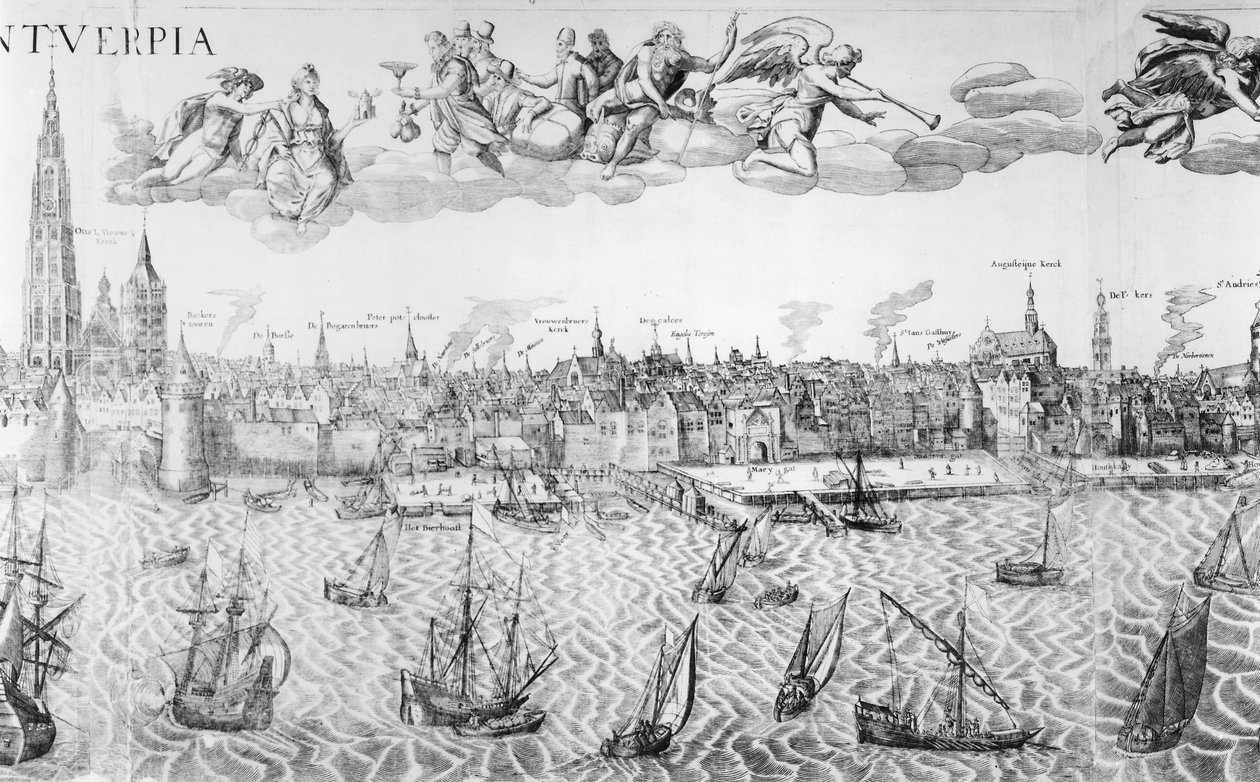 Byplan for Antwerpen, 1549 af Dutch School