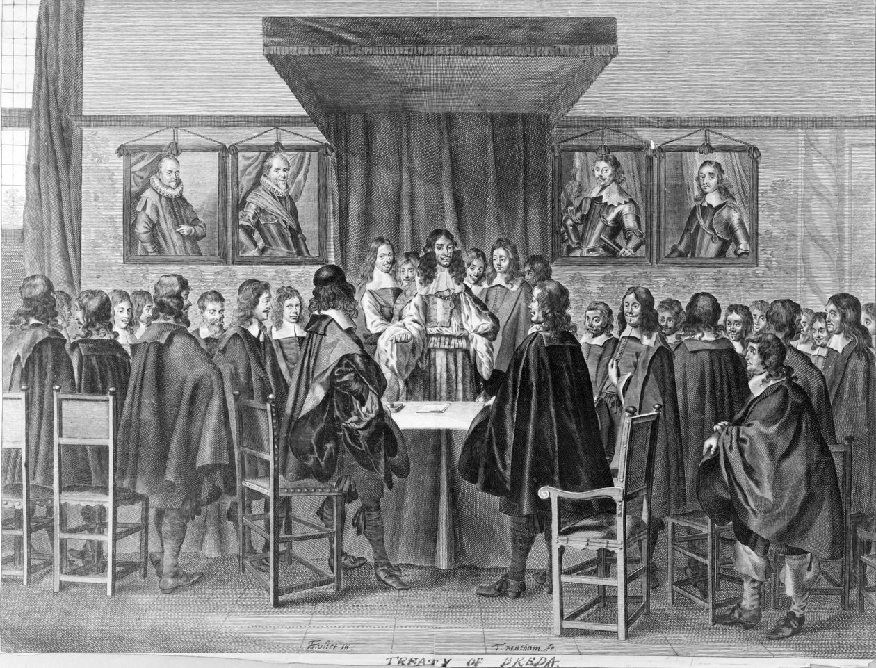 Breda-traktaten, 31. juli 1667, indgraveret af Theodor Matham (ca. 1606-76) af Dutch School