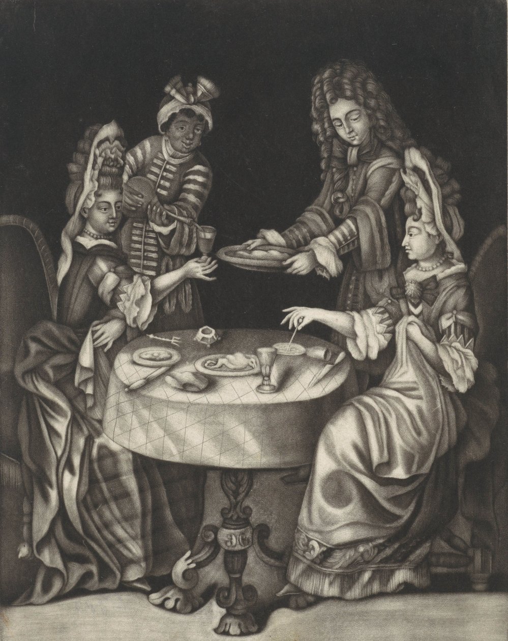 To damer, 1650-1701 (tryk) af Dutch School