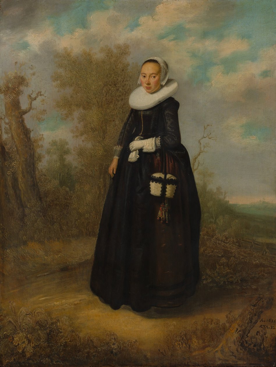 En ung kvinde i et landskab. af Dutch Painter