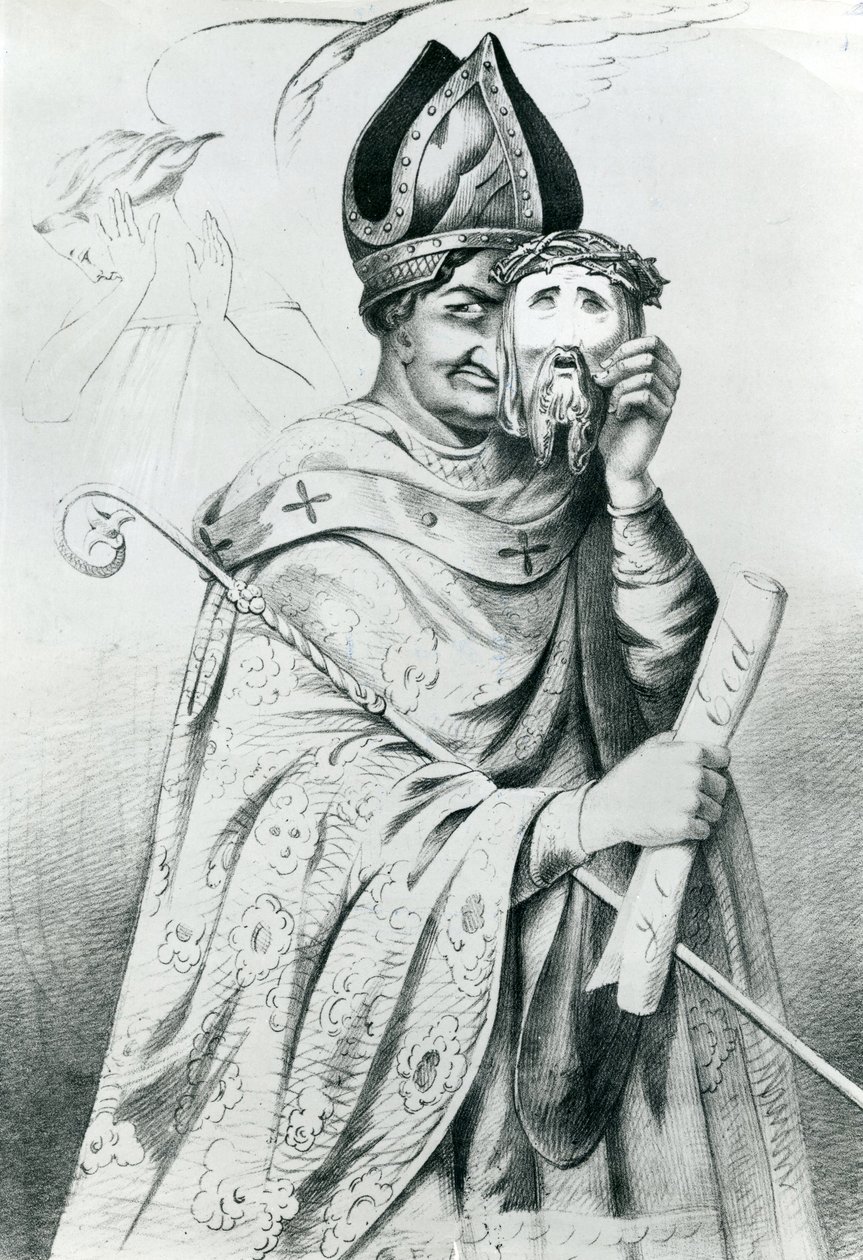 Karikatur af pave Pius IX (1792-1878) af Dutch School