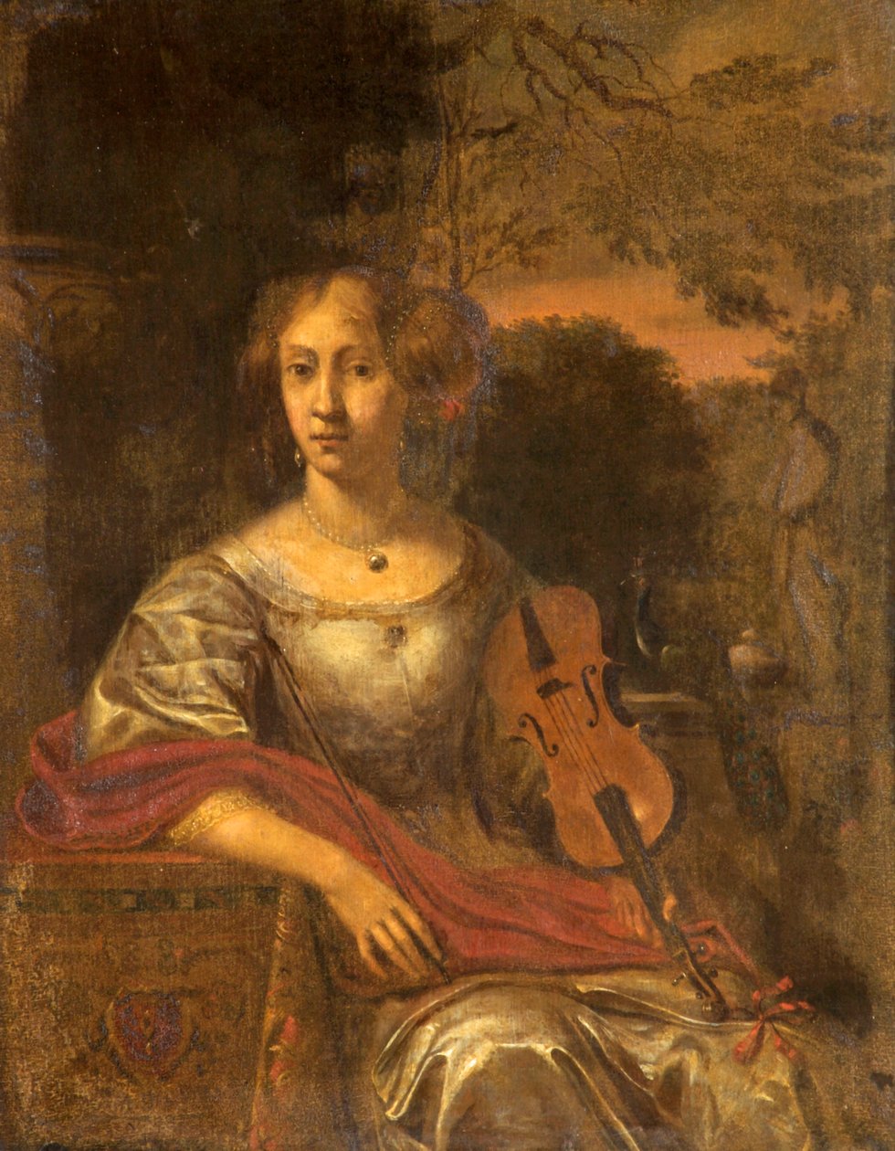 Dame med en violin, ca. 1675 af Dutch School