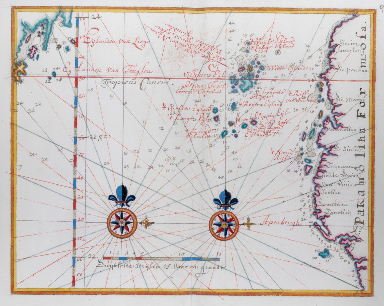 Kort over Formosa (Taiwan) af Dutch School