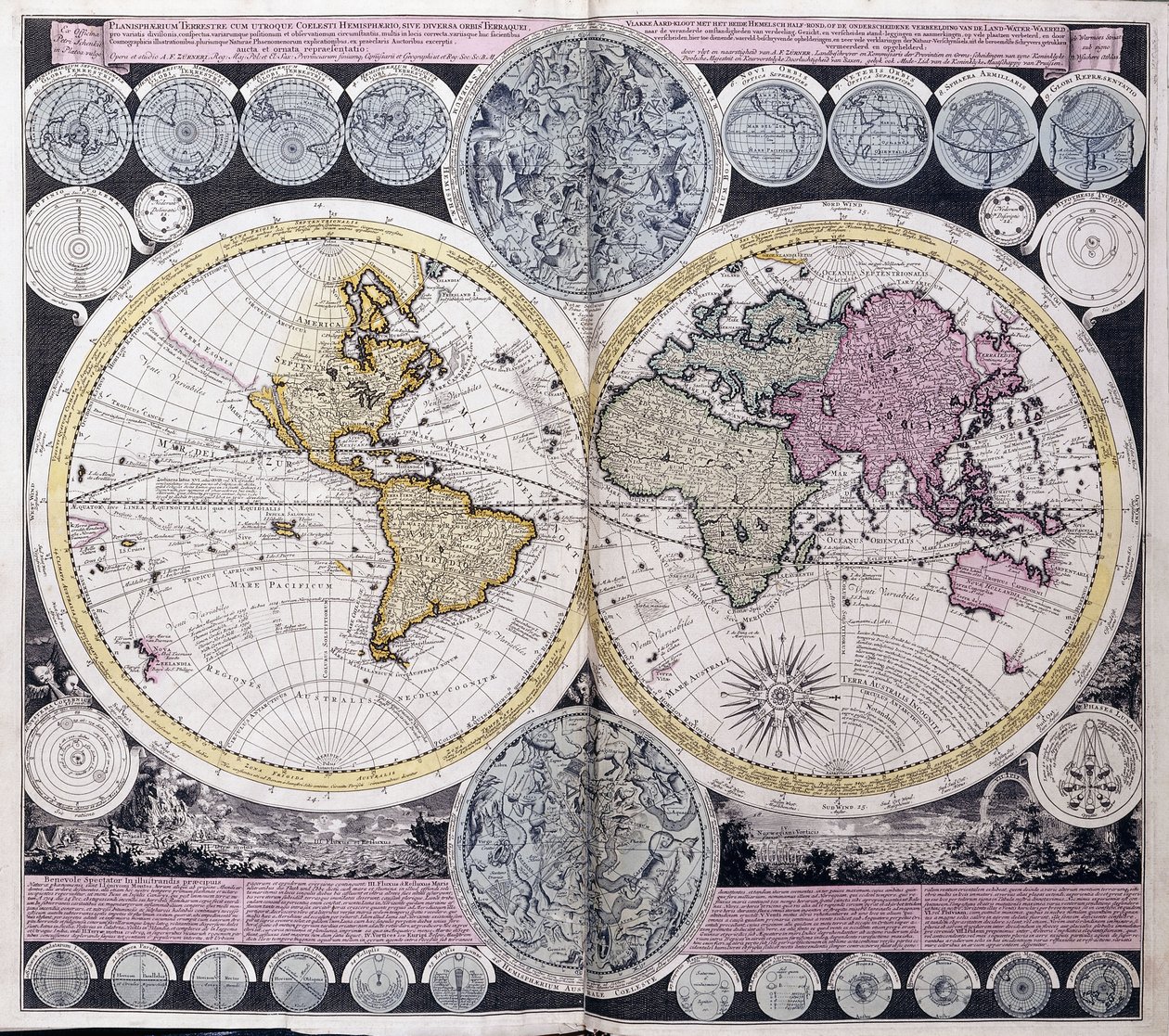 Kort over verden, ca. 1717 af Dutch School