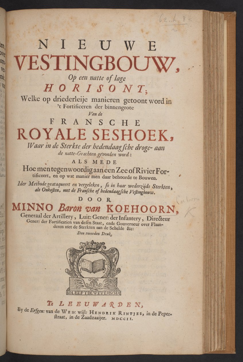 Titelblad af Nieuwe Vestingbouw af Dutch School
