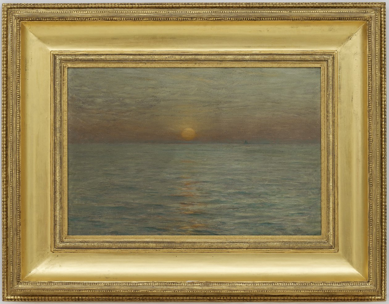 Havet: Solnedgang, 1889 (olie på træpanel) af Dwight William Tryon