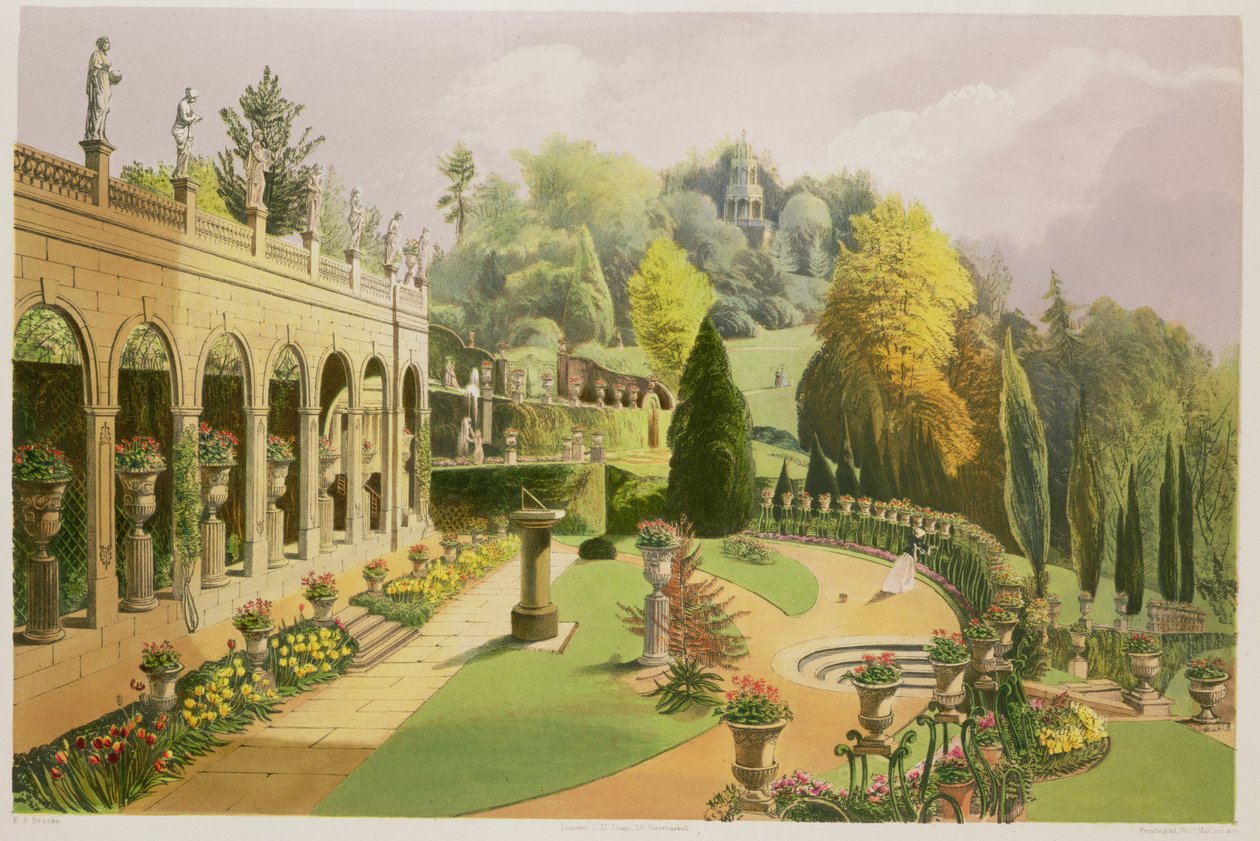 Alton Gardens, fra "The Gardens of England", 1857 af E. Adveno Brooke