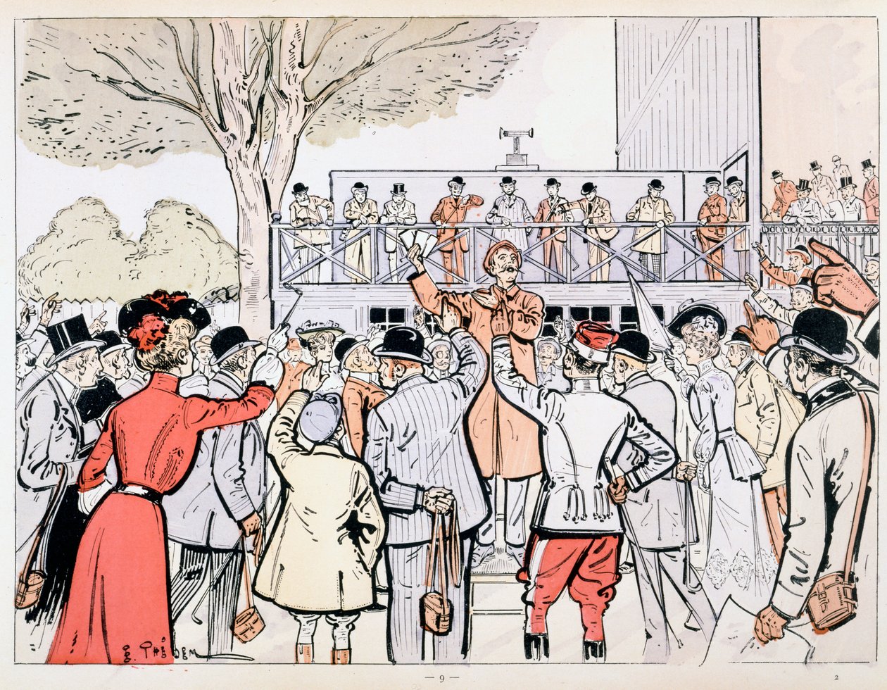 The Oncourse Bookie, ca. 1905 af E. Thelem