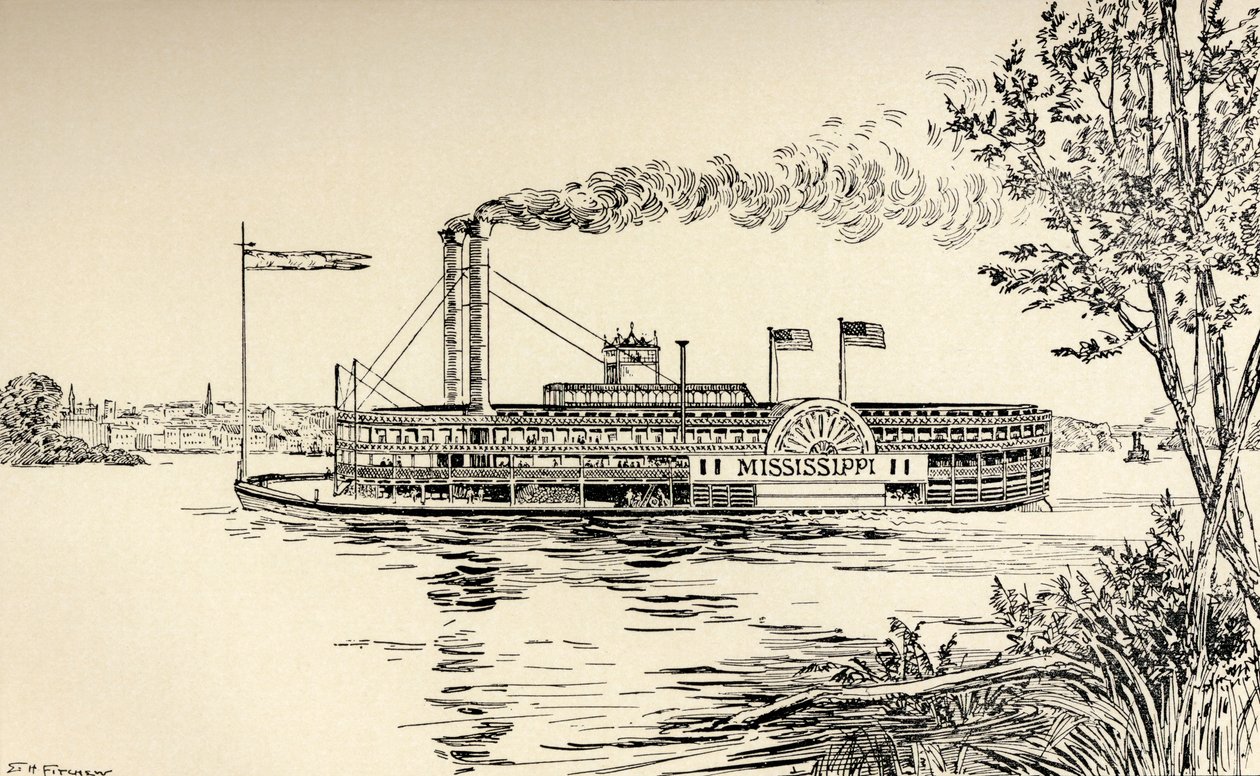 En Mississippi Steamer ud for St. Louis, fra 