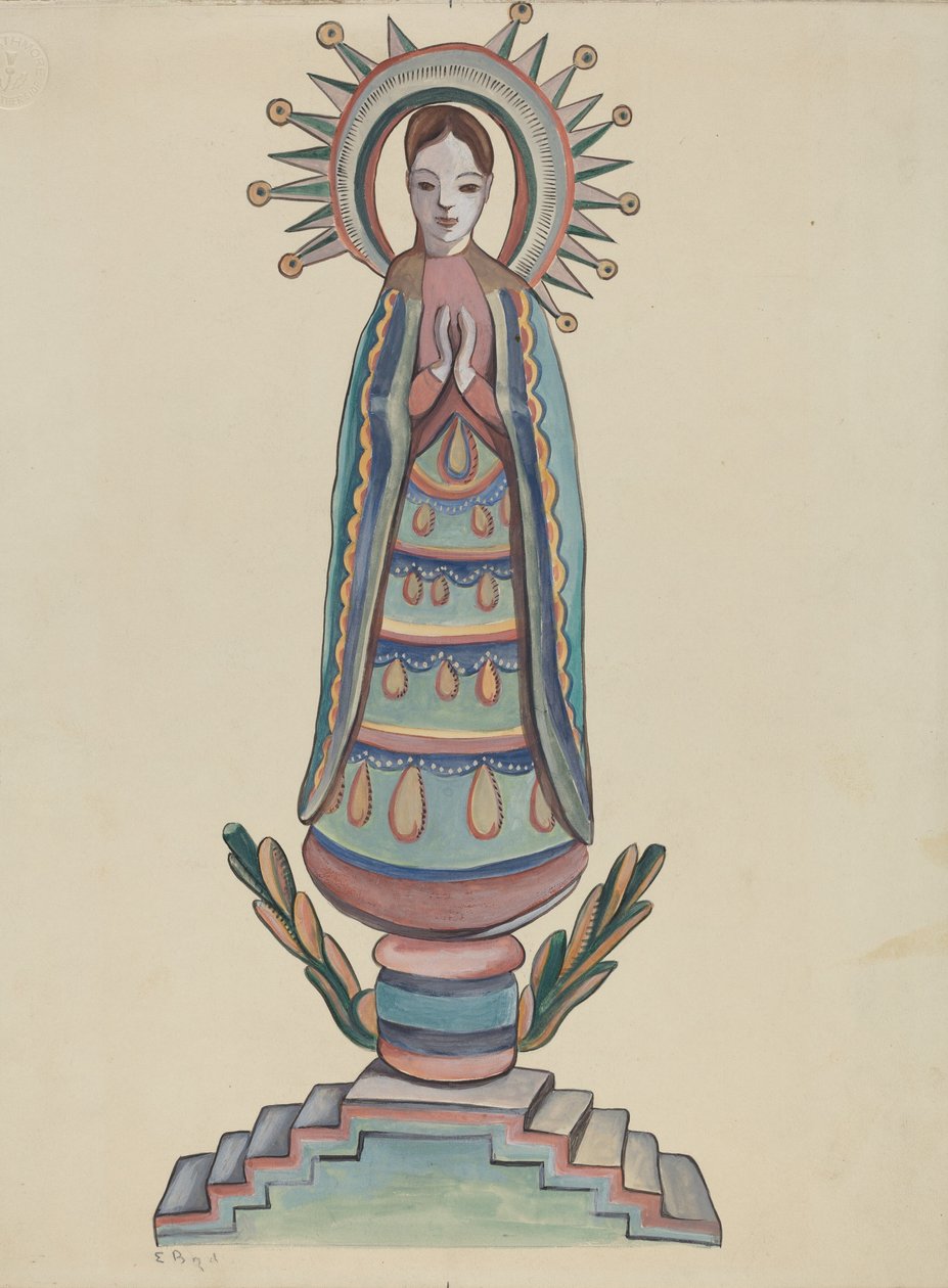 New Mexico, "Bulto", polykrom træfigur af E. Boyd