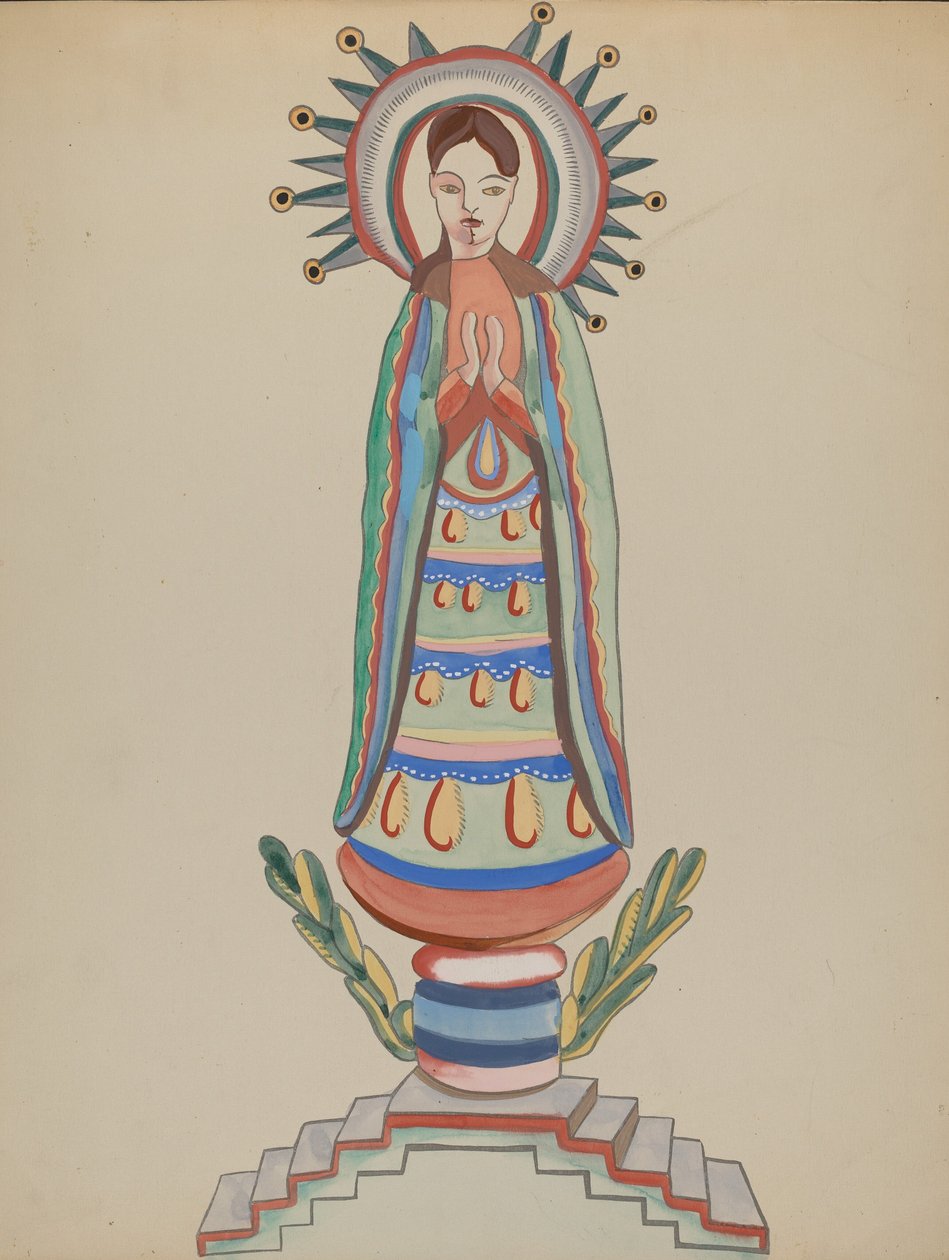 New Mexico, Bulto, polykrom træfigur, 19351942. af E. Boyd