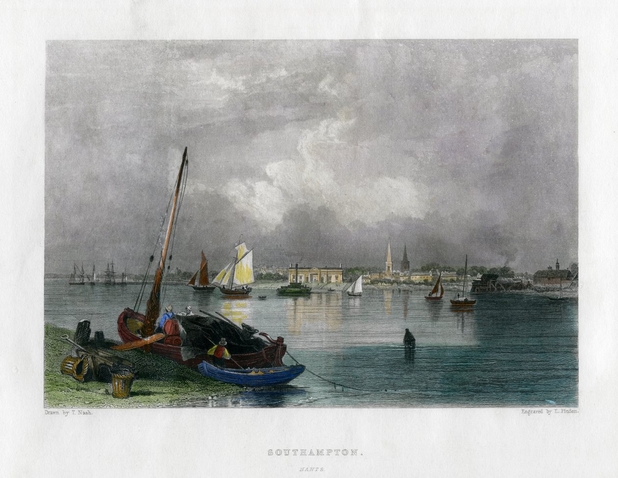 Southampton, Hampshire, 1800-tallet. af E. Finden