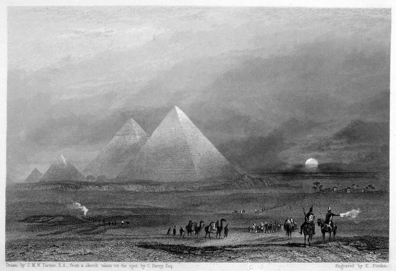 Pyramiderne, Giza, Egypten, 1800-tallet af E. Finden