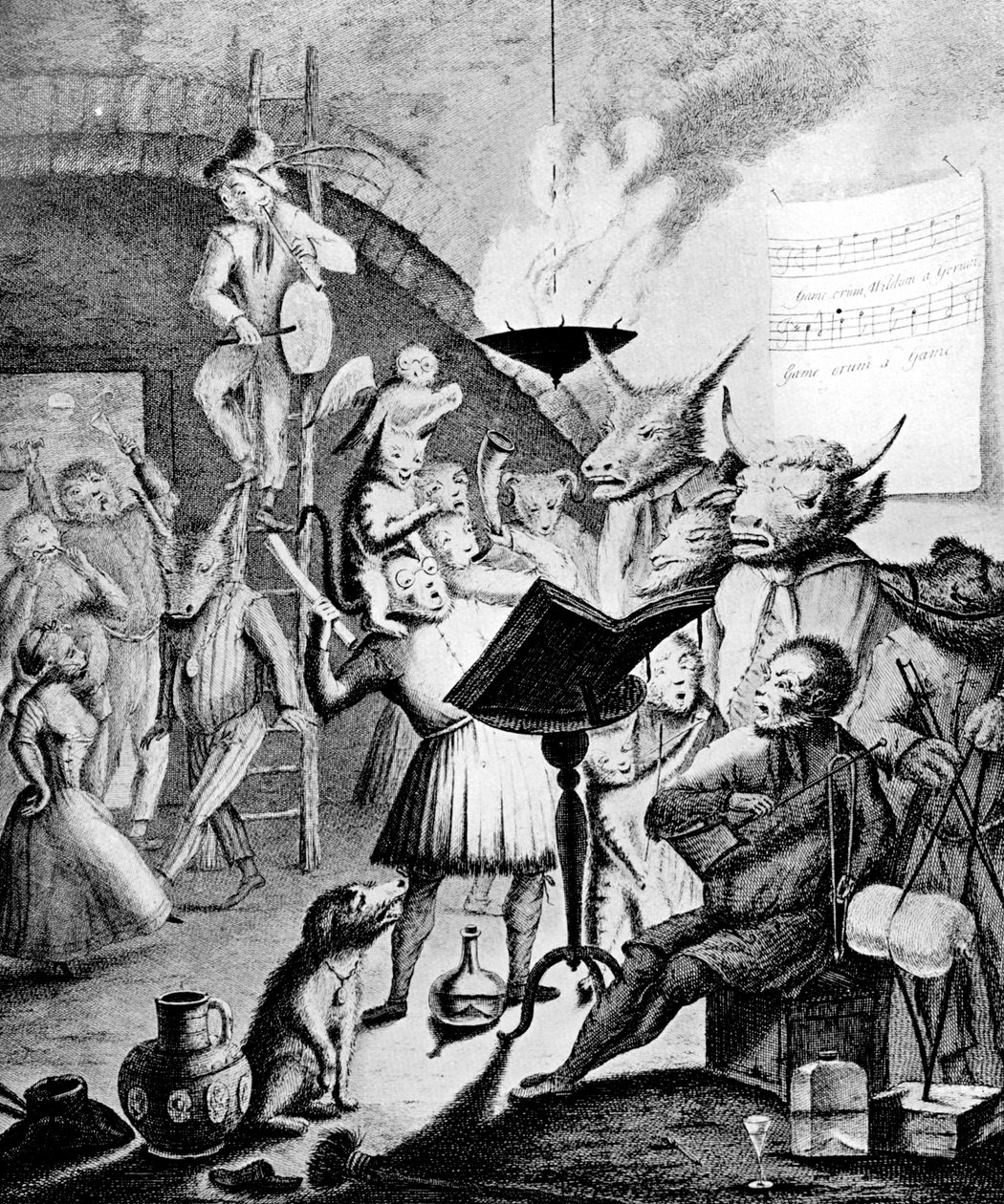 Hvis musikkens charme kan hjerter fascinere, 1730. af E. Heemskirck