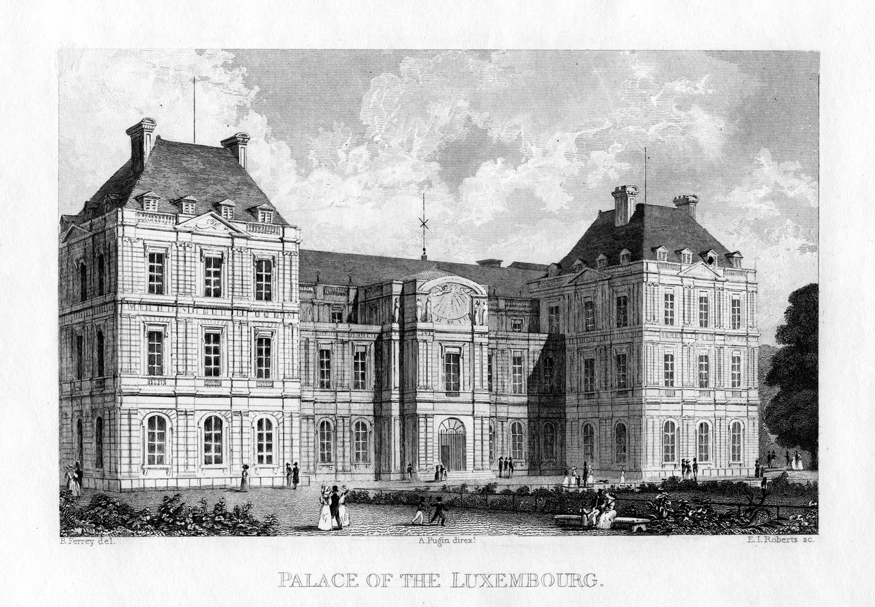 Luxembourg Palace, Paris, c1830. af E. I. Roberts