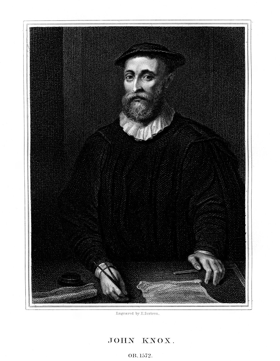 John Knox, skotsk religiøs reformator, 1825. af E. Scriven