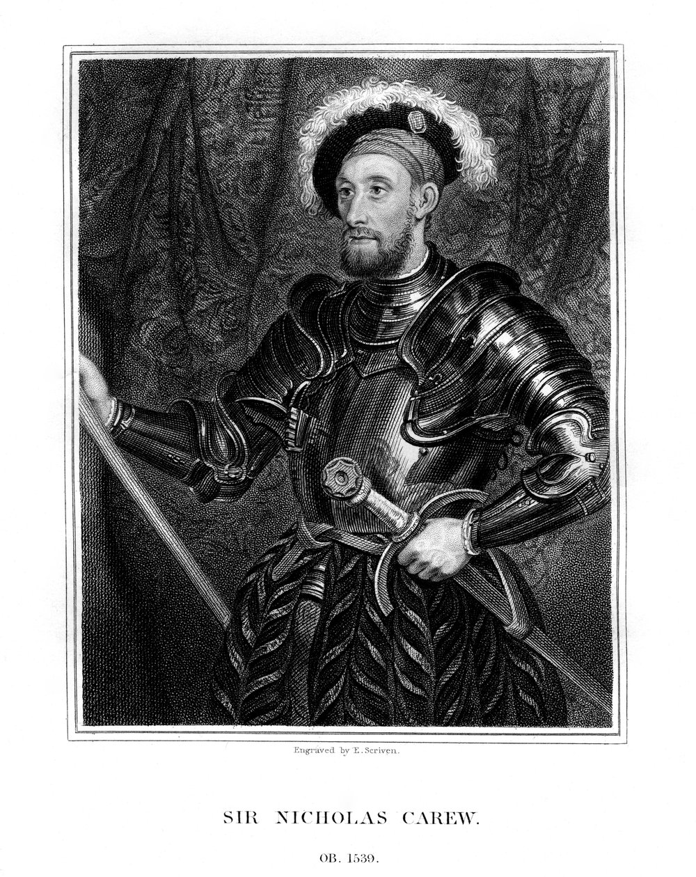 Sir Nicholas Carew, 1823. af E. Scriven