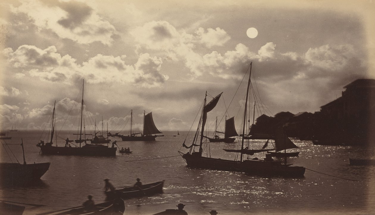 Moonlight Effect-Bay of Panama, 1877. af Eadweard Muybridge