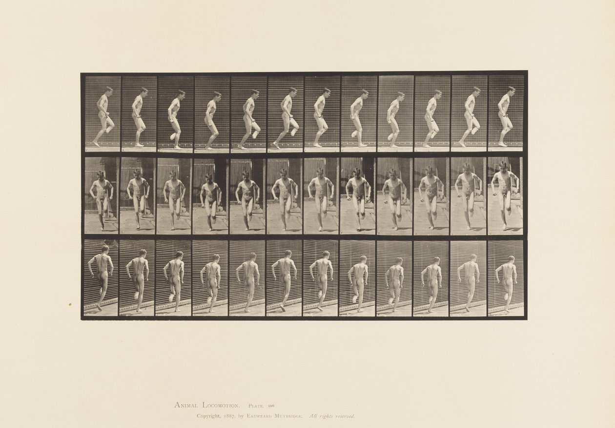 Tavle 186. Hopping on Right Foot, 1885 af Eadweard Muybridge