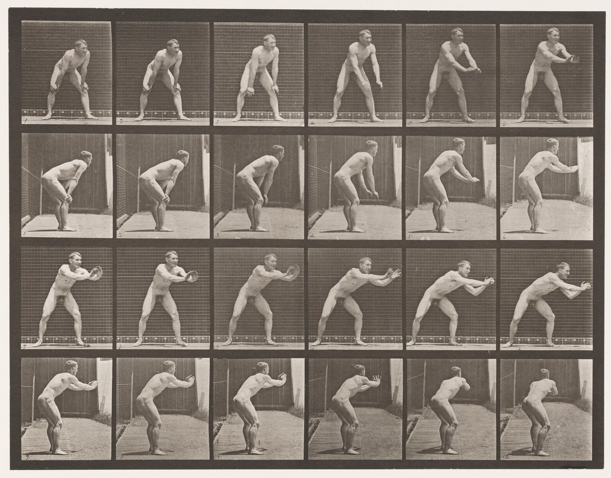 Plade 280.Base-ball; Fangst, 1885 af Eadweard Muybridge
