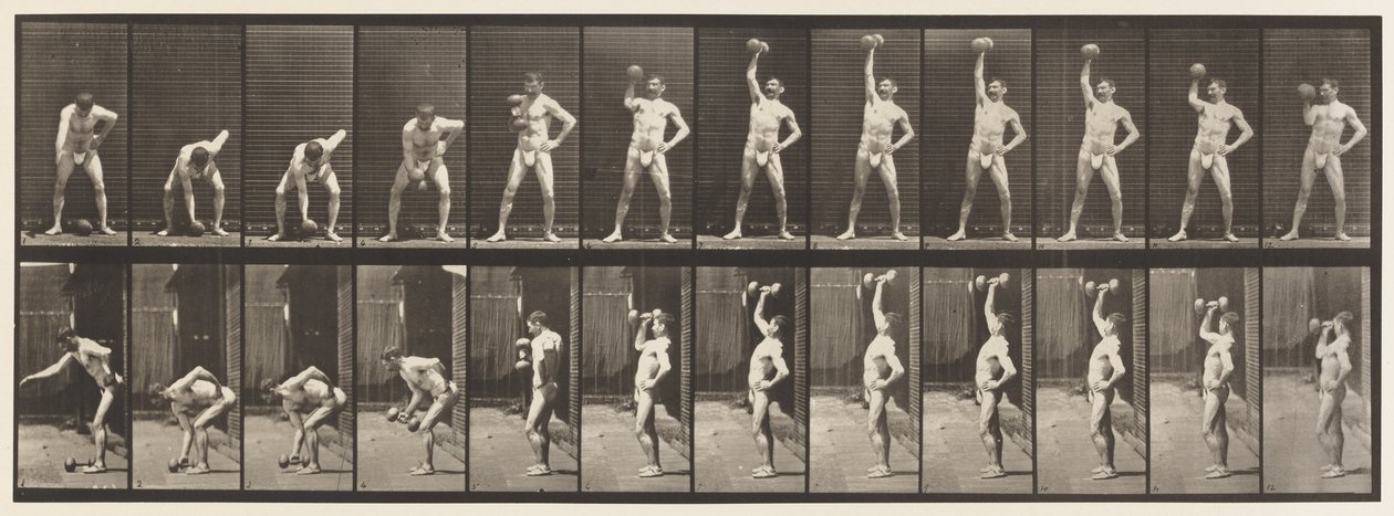Plade 320. Løft af en 50 lb Dumb-Bell af Eadweard Muybridge