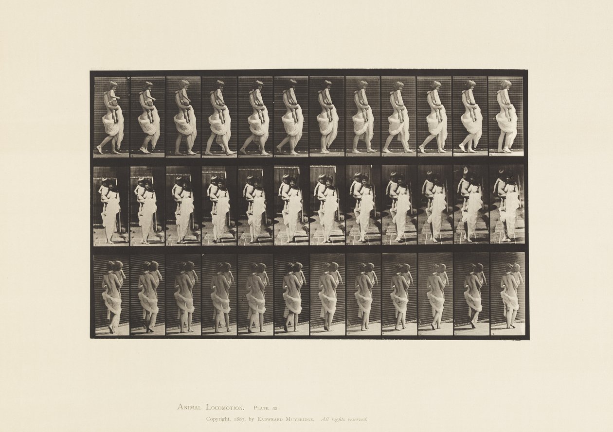 Plade 35. Gående, bærende barn af Eadweard Muybridge