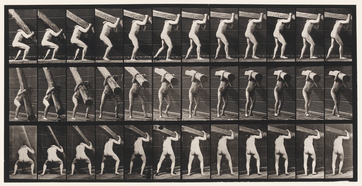 Plade 383. Løfter A Log On Skulder af Eadweard Muybridge