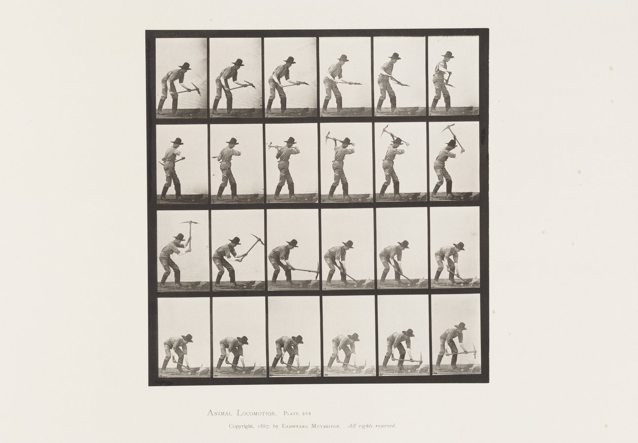 Plade 386. Minearbejder ved hjælp af en hakke af Eadweard Muybridge