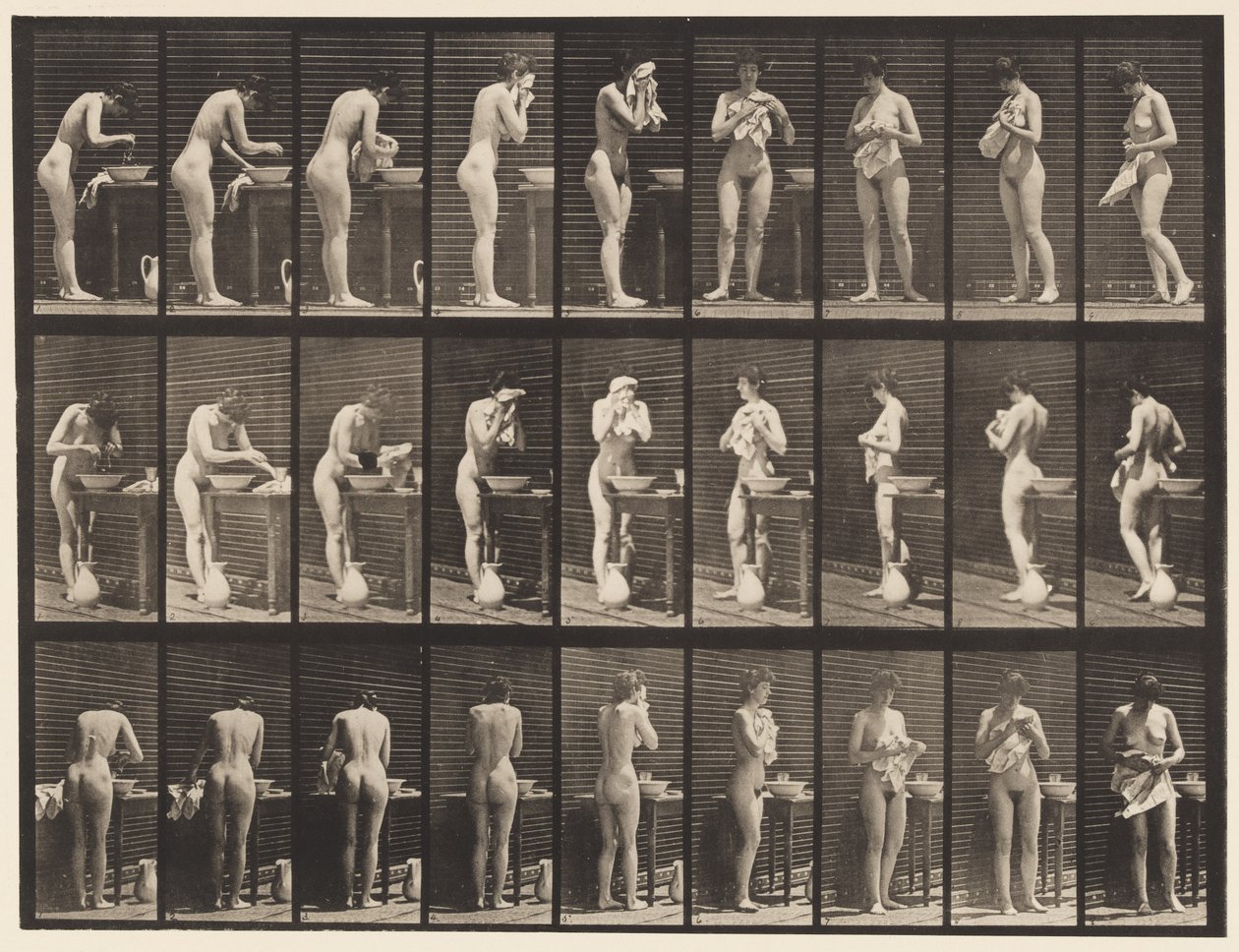 Plade 412. Vask, aftørring af ansigt og vending af Eadweard Muybridge