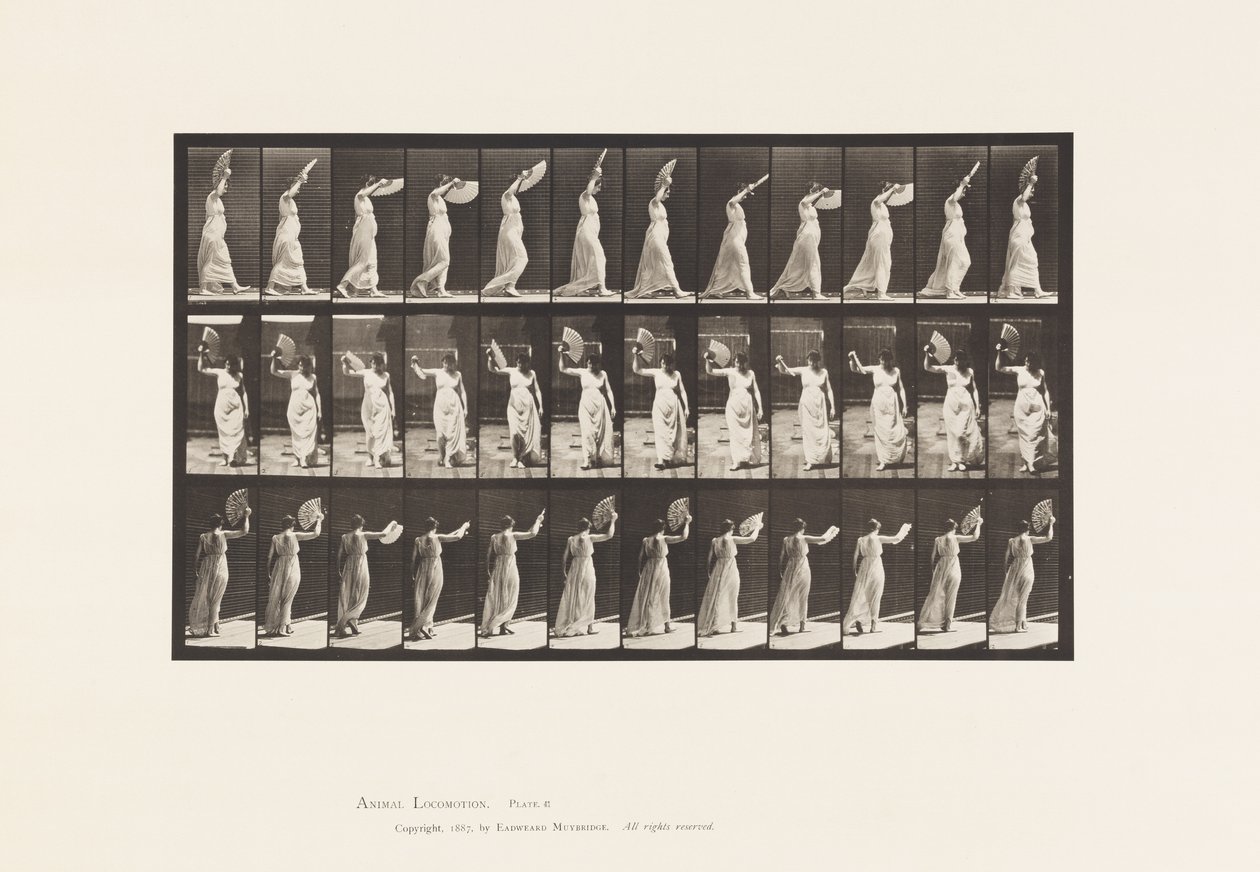 Plade 41. Gå, flirte en fan af Eadweard Muybridge