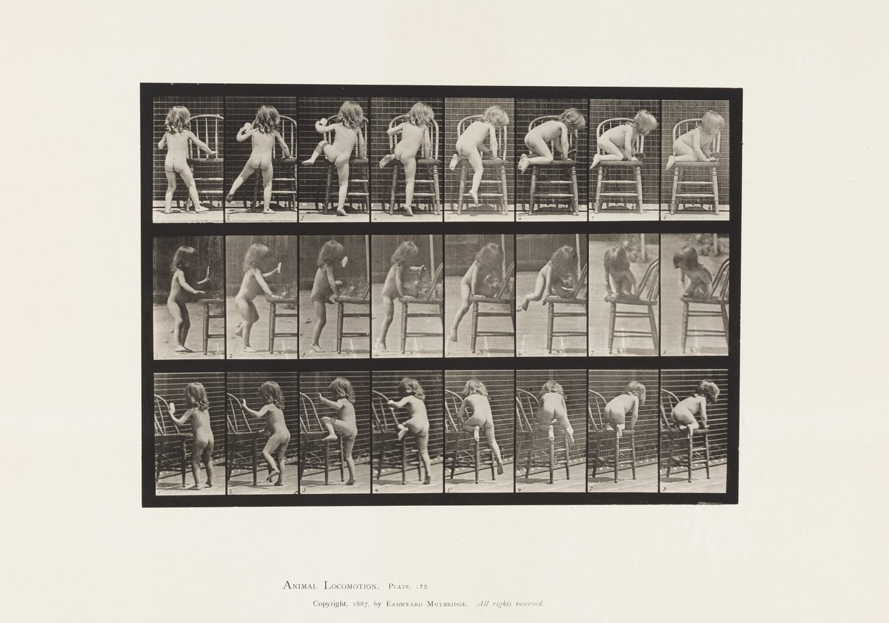Tallerken 475. Barn, rejser sig på stolen af Eadweard Muybridge