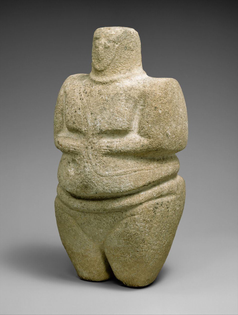 Stående kvindefigur iført en rem og en halskæde, 3.–2. årtusinde f.Kr. (sandsten og kvartsit) af Early Bronze Age