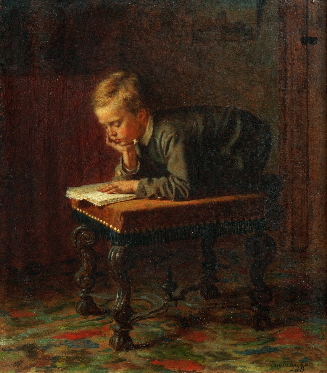 Læse dreng af Eastman Johnson